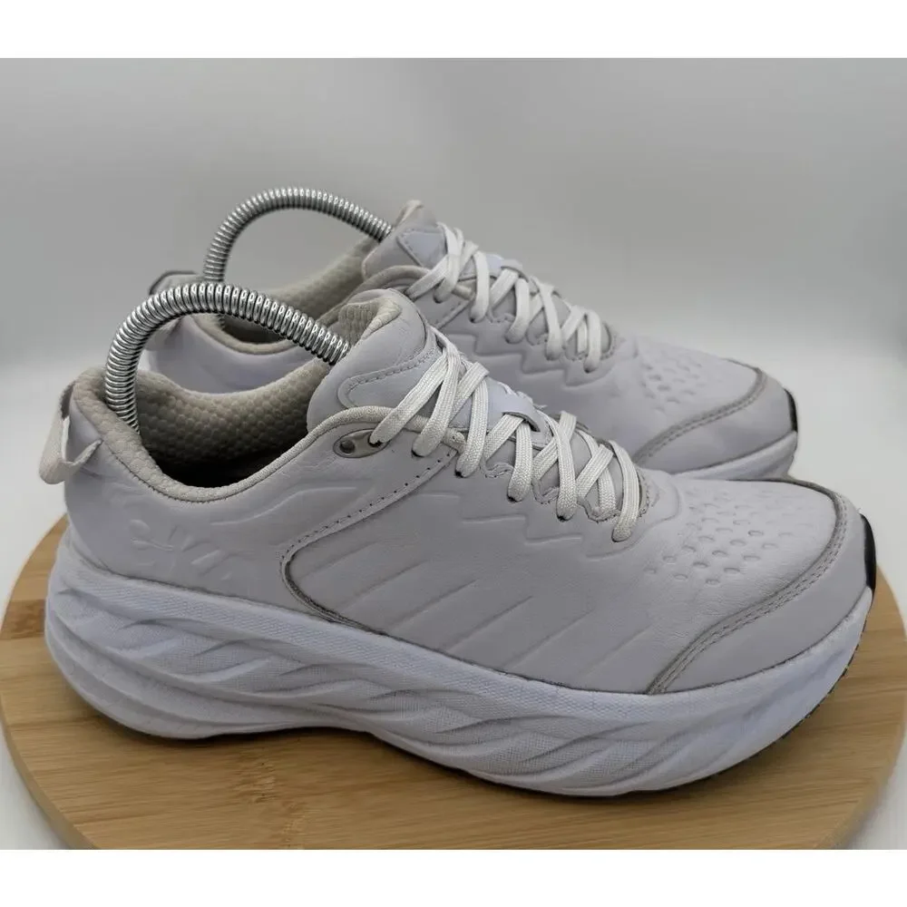 HOKA One One 1110521/WHT BONDI SR White Leather Women's Non-Slip Shoes Size 8